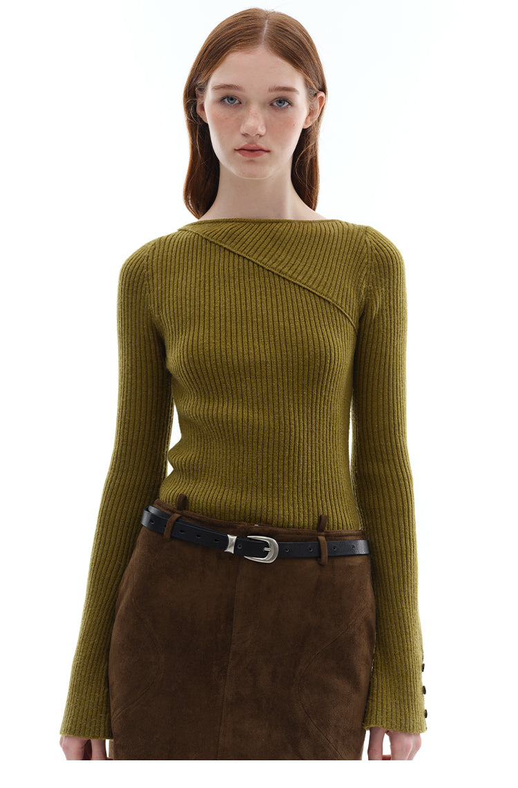 Asymmetrical Ribbed Knit Top
