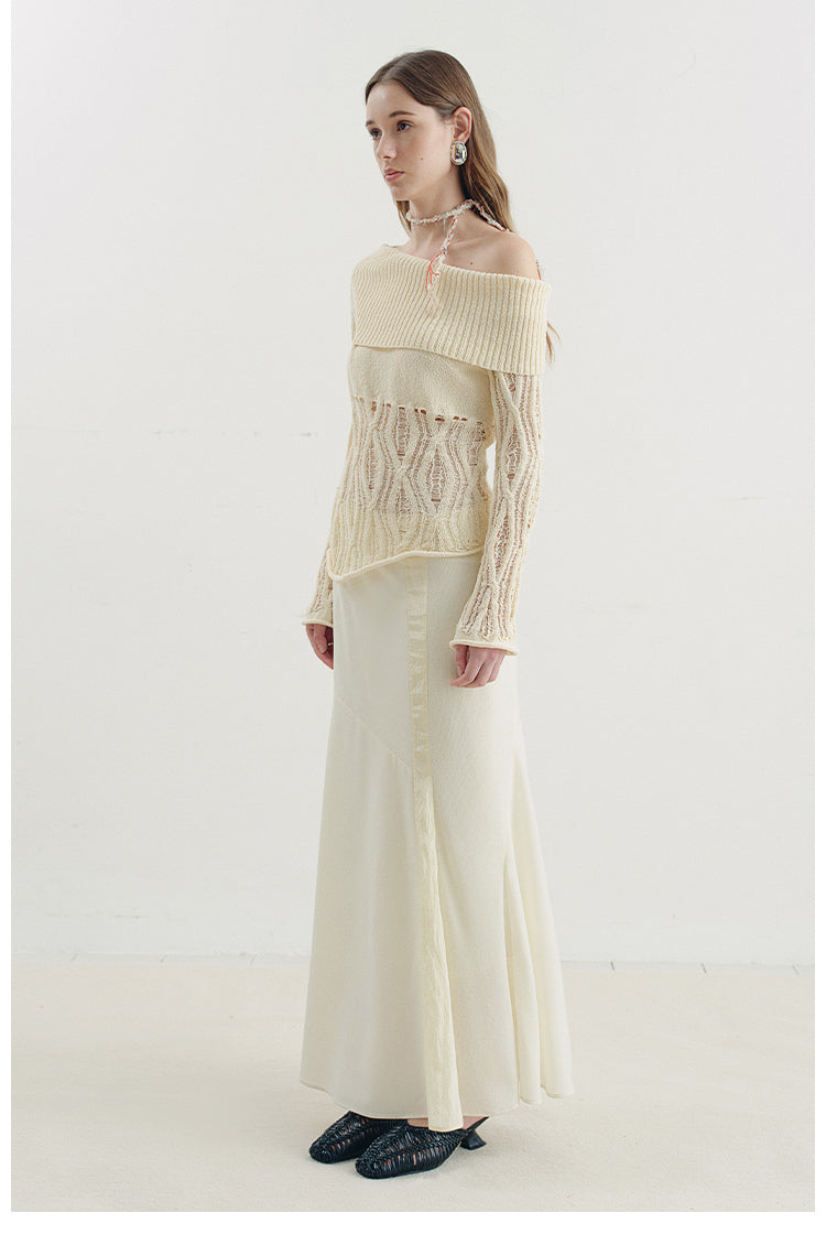 Asymmetrical Cutout Cable Knit Top