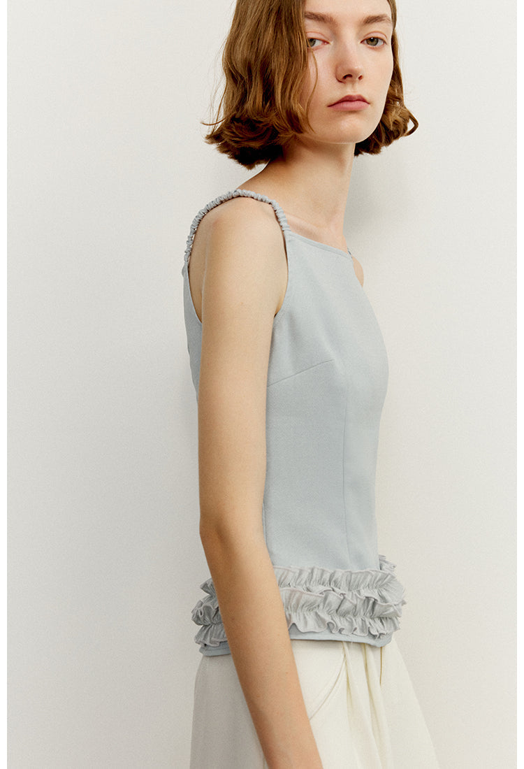 Ruffled Strap Detail Top