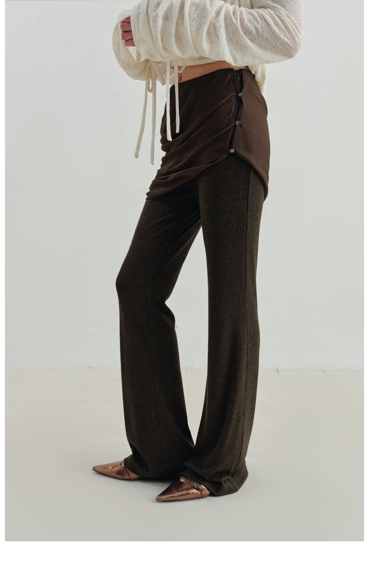 Low-Waist Layered Flared Pants