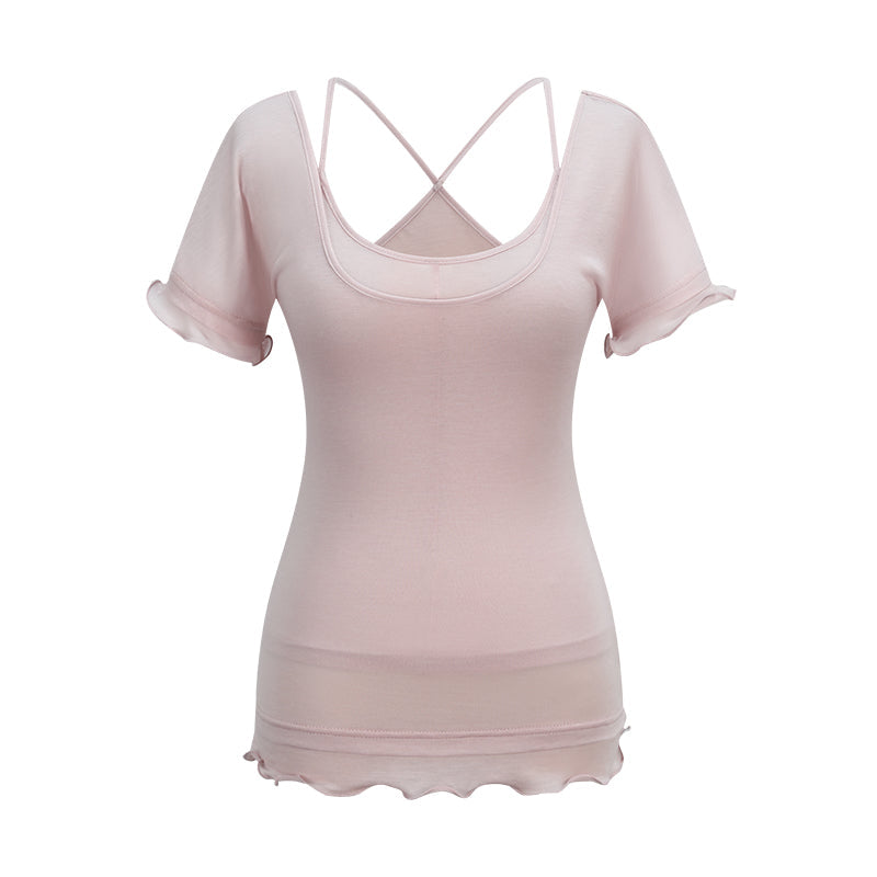 Sakura Pink Crisscross Back Top