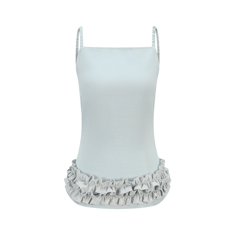 Ruffled Strap Detail Top